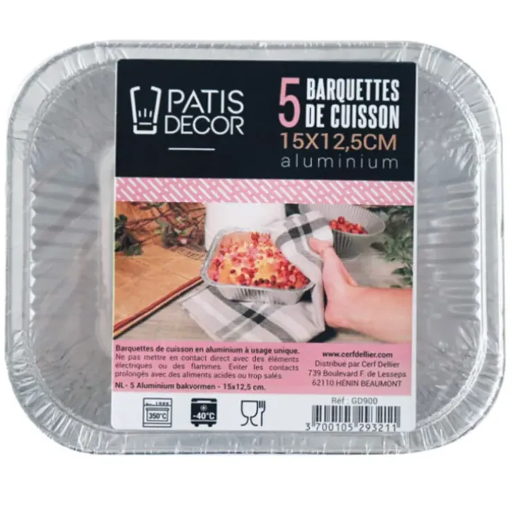 Cerf Dellier 5 Barquettes de cuisson alu rectangulaires Sale