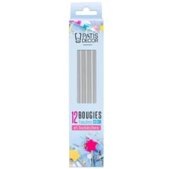 Cerf Dellier 12 bougies argentées hautes 13 cm Hot