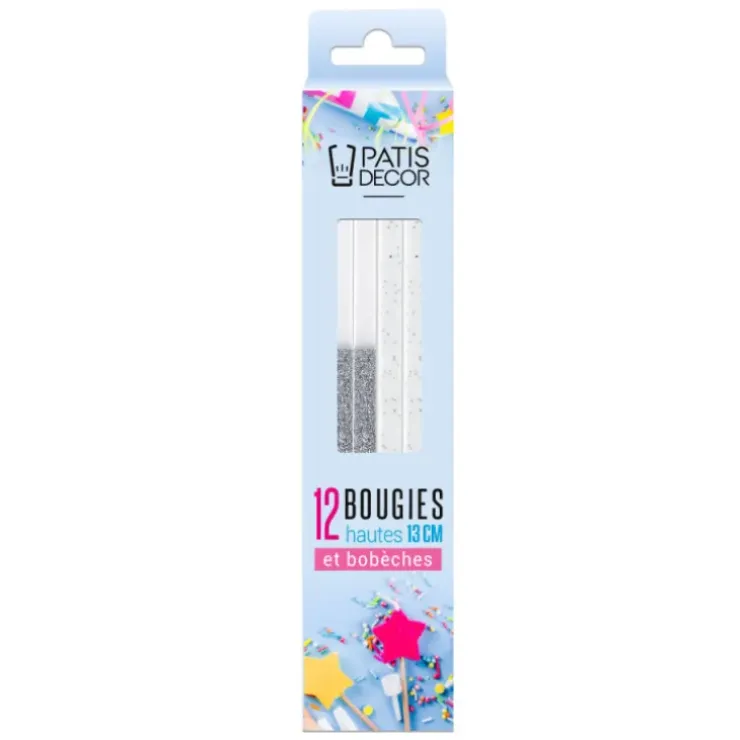 Cerf Dellier 12 bougies bicolores argentées hautes 13 cm Online
