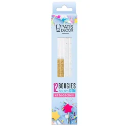 Cerf Dellier 12 bougies bicolores dorées hautes 13 cm Outlet