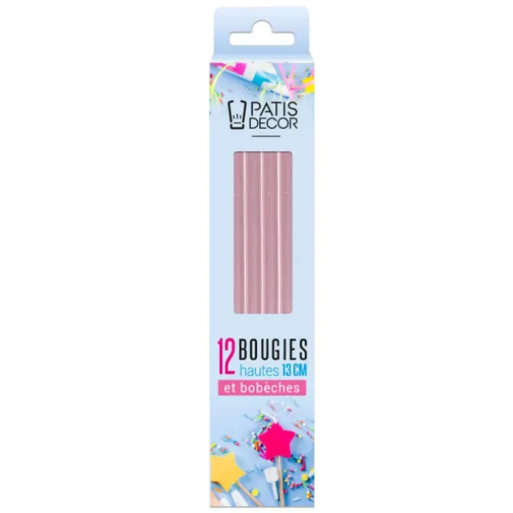 Cerf Dellier 12 bougies roses hautes 13 cm Online