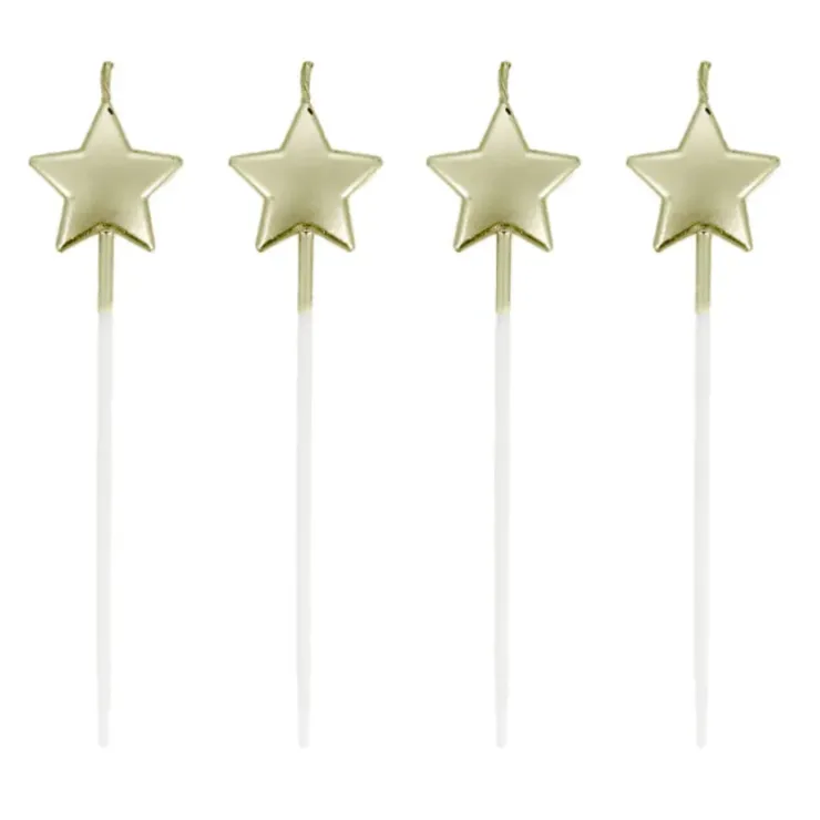 Cerf Dellier 4 bougies étoiles à piquer dorées Best
