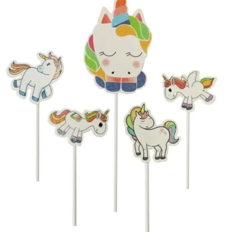 Cerf Dellier 5 cake toppers licornes assorties Discount