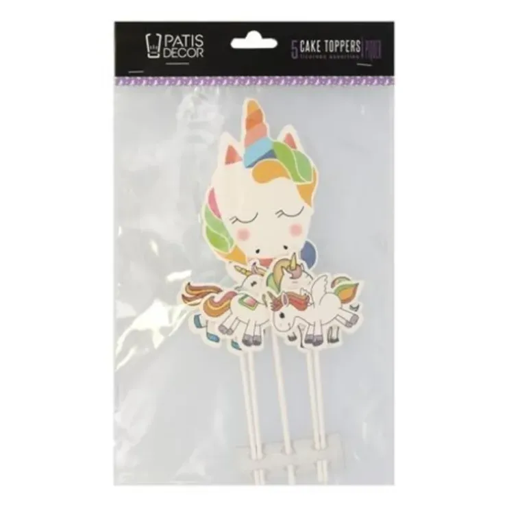 Cerf Dellier 5 cake toppers licornes assorties Discount
