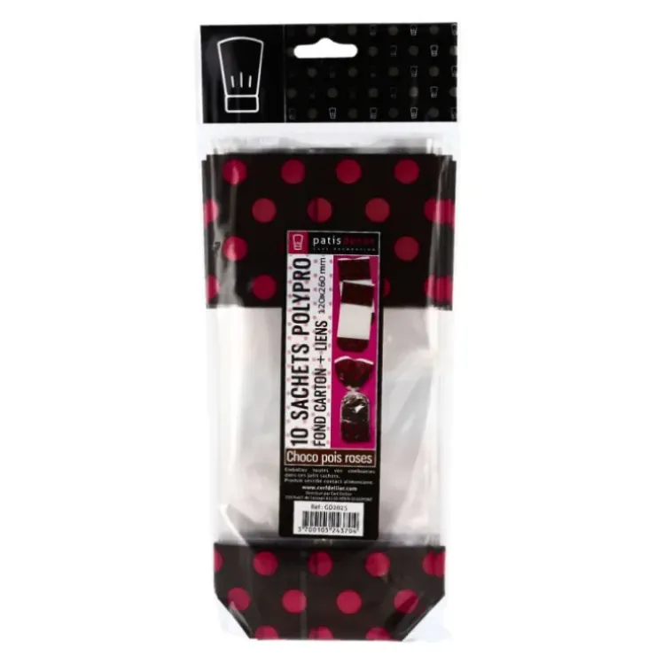 Cerf Dellier 10 sachets FC + liens chocolat/rose 12 x 26 cm Hot