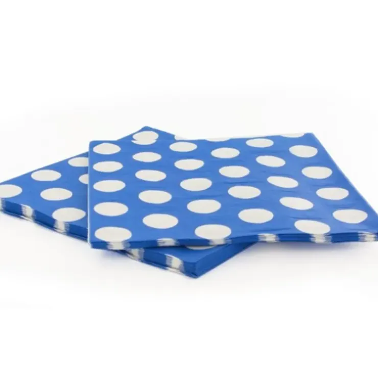 Cerf Dellier 20 Serviettes papier bleu pois blanc Patisdecor Discount