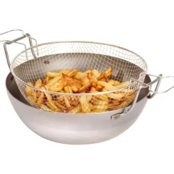 Cerf Dellier Bassine à friture en tôle d'acier noire avec panier 45 cm Clearance