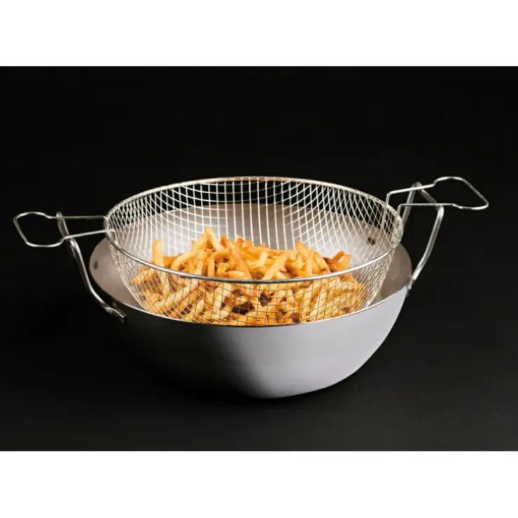 Cerf Dellier Bassine à friture en tôle d'acier noire avec panier 45 cm Clearance