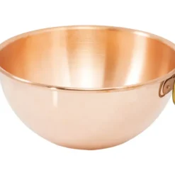 Cerf Dellier Bassine en cuivre demi-ronde renforcée à blancs 24 cm