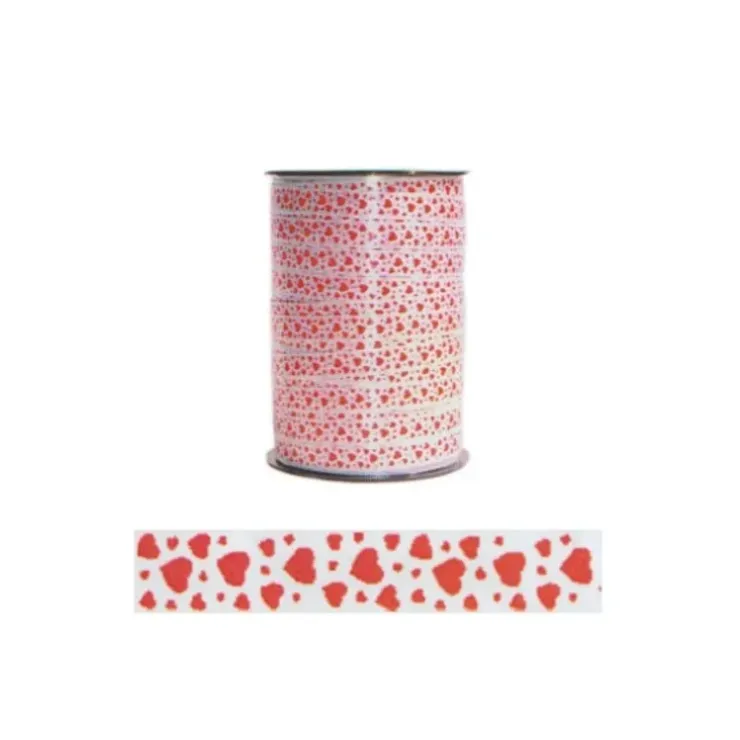Cerf Dellier Bolduc blanc coeurs rouges 10 mm (100 m) Clearance