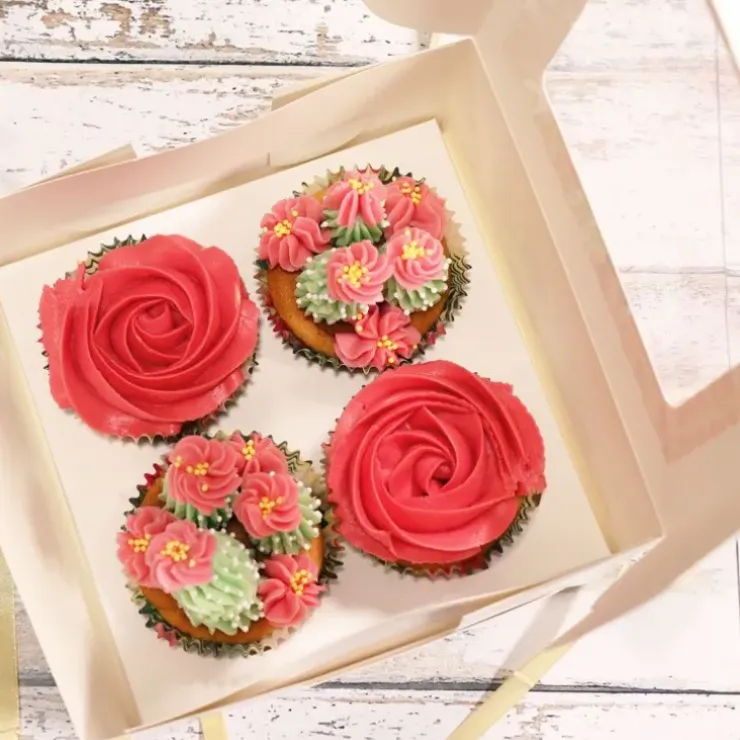 Cerf Dellier Boîte 4 cupcakes blanche 16 x 16 cm Discount