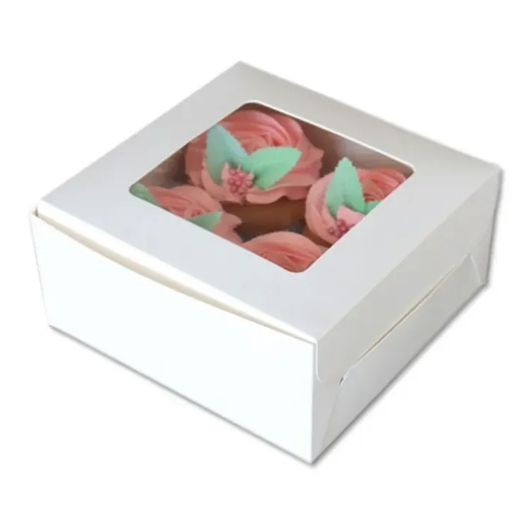 Cerf Dellier Boîte 4 cupcakes blanche 16 x 16 cm Discount