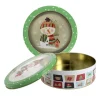 Cerf Dellier Boîte ronde à biscuits de Noël bonhomme de neige en métal - Ø 20,6 cm