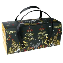 Cerf Dellier Boîtes à bûche à poignées au décor végétal 25 x 11 x 11 cm (x 12) Discount