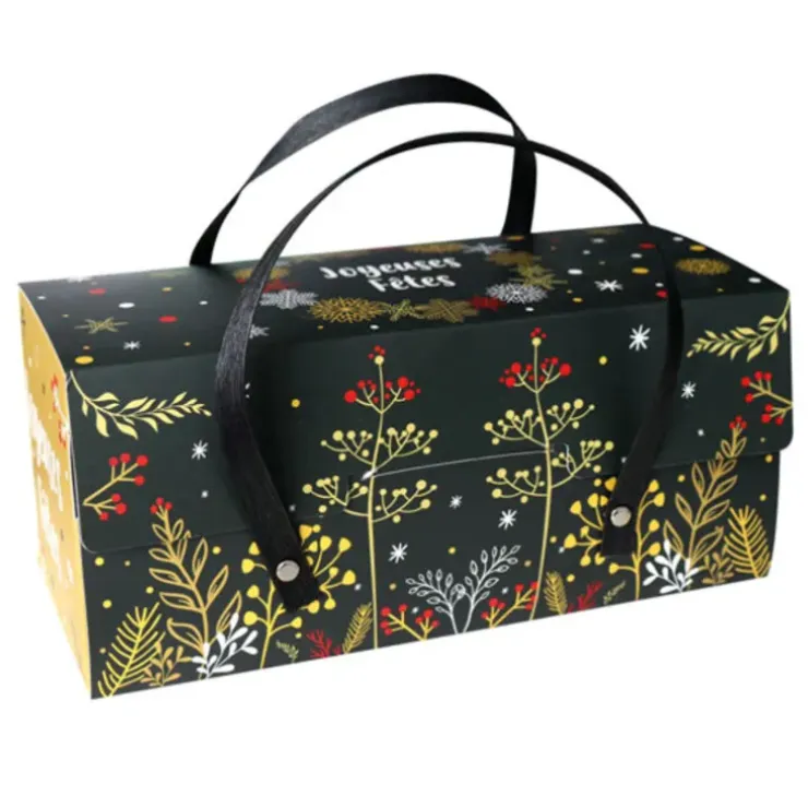 Cerf Dellier Boîtes à bûche à poignées au décor végétal 25 x 11 x 11 cm (x 12) Discount