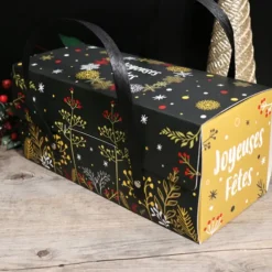 Cerf Dellier Boîtes à bûche à poignées au décor végétal 35 x 11 x 11 cm (x 12) Sale
