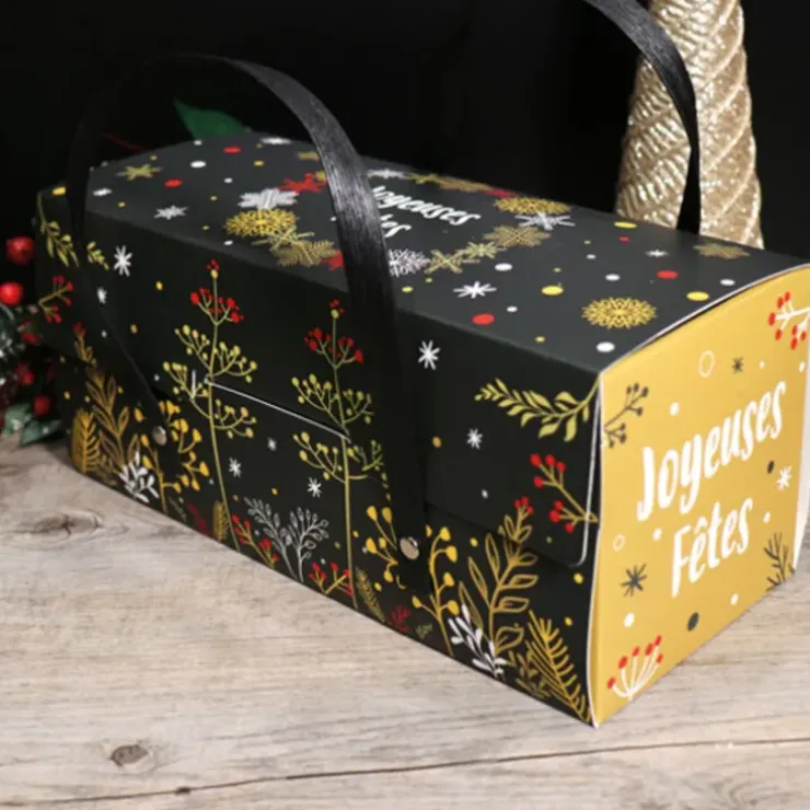 Cerf Dellier Boîtes à bûche à poignées au décor végétal 35 x 11 x 11 cm (x 12) Sale
