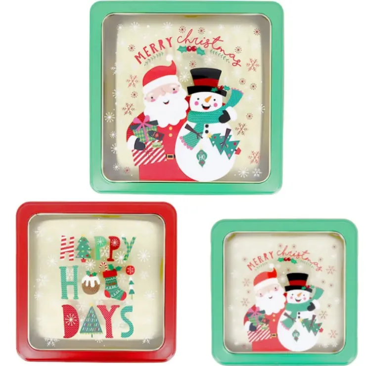 Cerf Dellier Boîtes à biscuits de Noël carrés x 3 motifs assortis Online