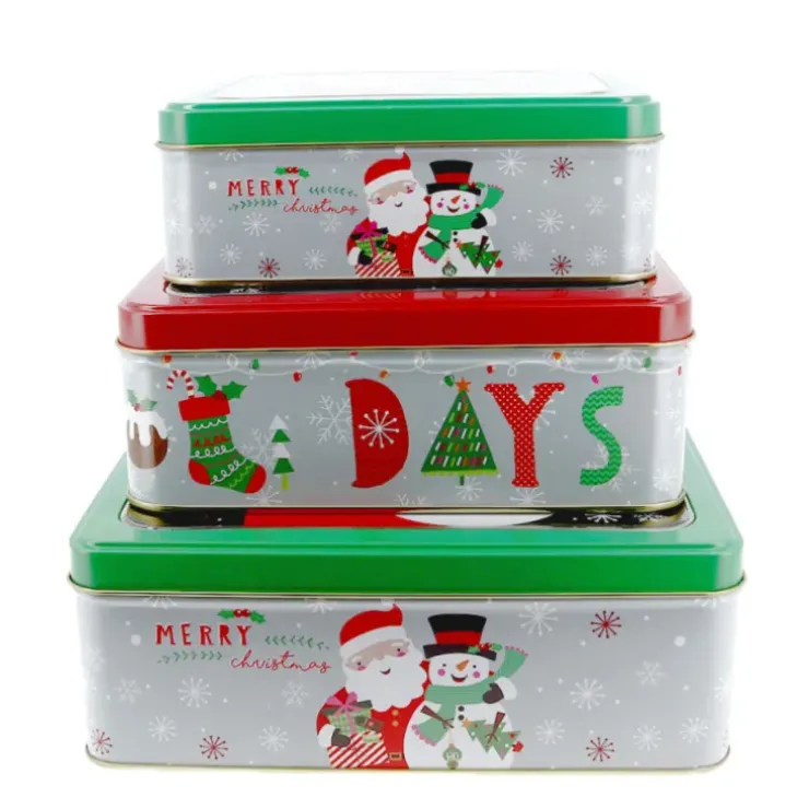 Cerf Dellier Boîtes à biscuits de Noël carrés x 3 motifs assortis Online