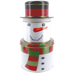 Cerf Dellier Boîtes à biscuits de Noël Set de 3 à empiler Bonhomme de neige Discount