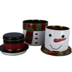 Cerf Dellier Boîtes à biscuits de Noël Set de 3 à empiler Bonhomme de neige Discount