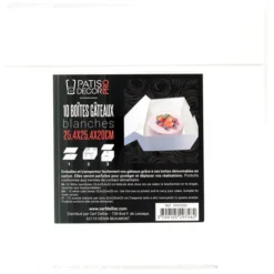 Cerf Dellier Boîtes pâtissières blanches 25x25 cm Hauteur 20 cm (x 10) Hot