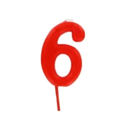 Cerf Dellier Bougie anniversaire chiffre 6 Rouge Sale