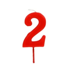 Cerf Dellier Bougie anniversaire chiffre 2 Rouge