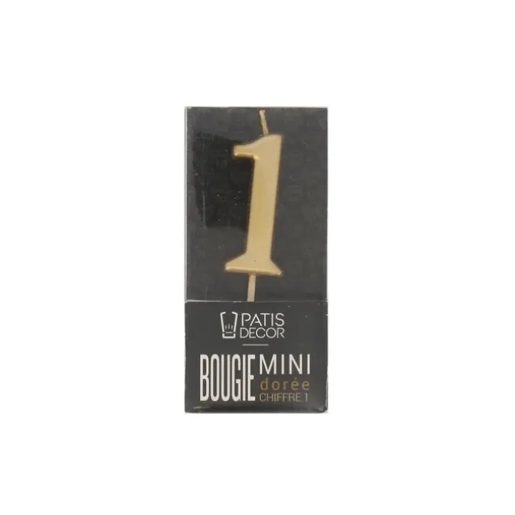 Cerf Dellier Bougie anniversaire dorée chiffre 1 Clearance