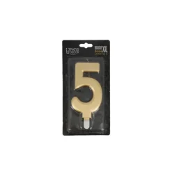 Cerf Dellier Bougie anniversaire dorée XXL chiffre 5 New