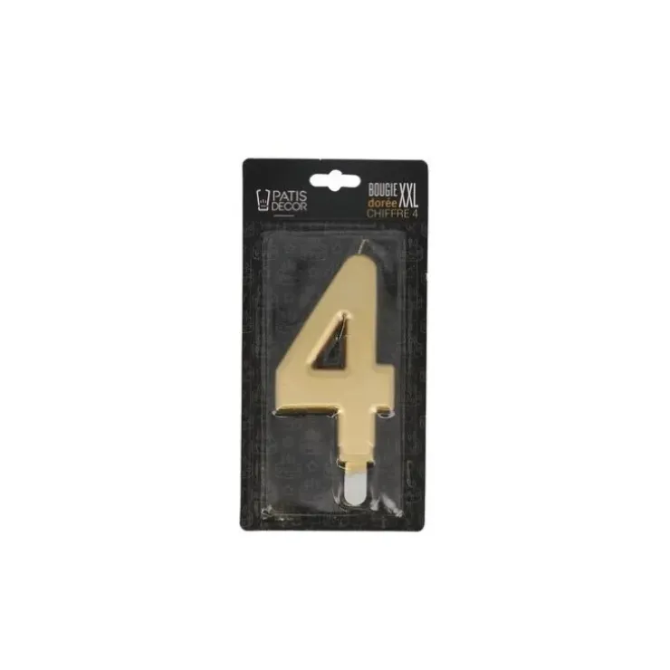 Cerf Dellier Bougie anniversaire dorée XXL chiffre 4 Online