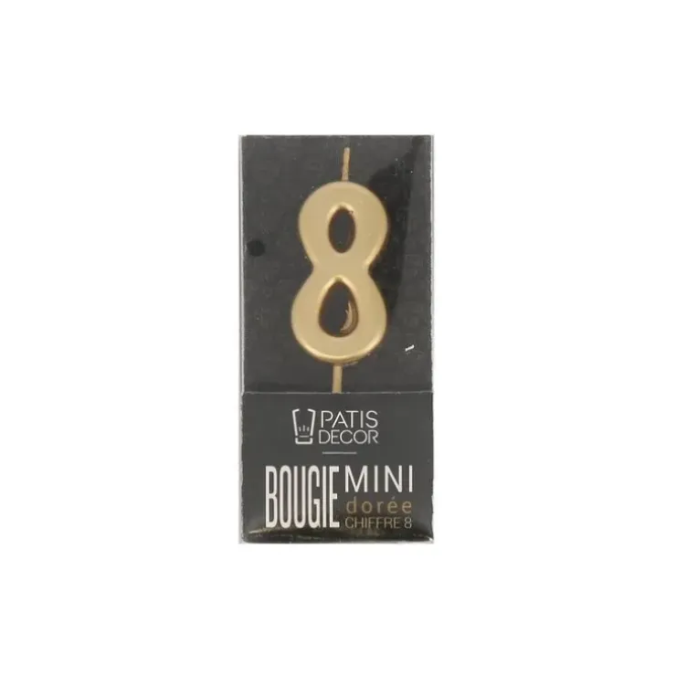 Cerf Dellier Bougie anniversaire dorée chiffre 8 Outlet