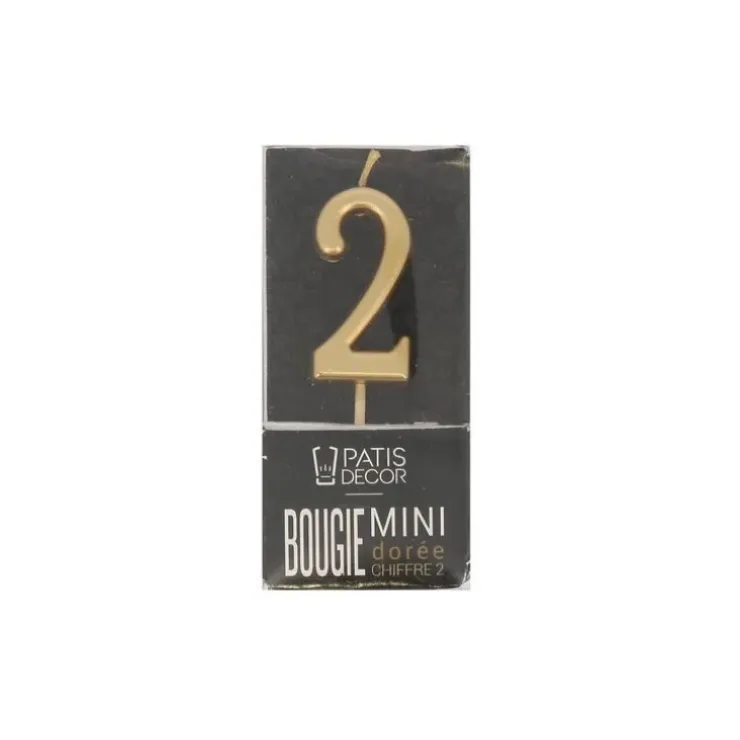 Cerf Dellier Bougie anniversaire dorée chiffre 2 Outlet
