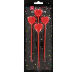 Cerf Dellier Bougies cœurs rouges sur pique haute (x 4)