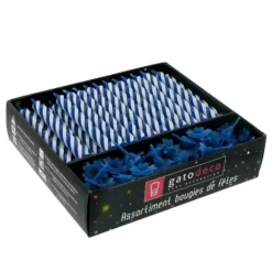 Cerf Dellier Bougies torsadées 8 cm et bobèches bleues (x 70) Outlet