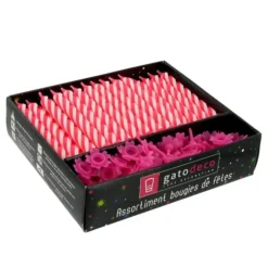 Cerf Dellier Bougies torsadées 8 cm et bobèches roses (x 70)