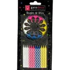 Cerf Dellier Bougies torsadées 6 cm fines assorties (x 12)