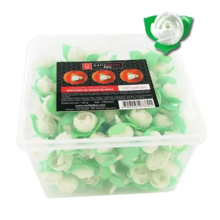 Cerf Dellier Boutons de roses blancs en azyme (x150) Discount