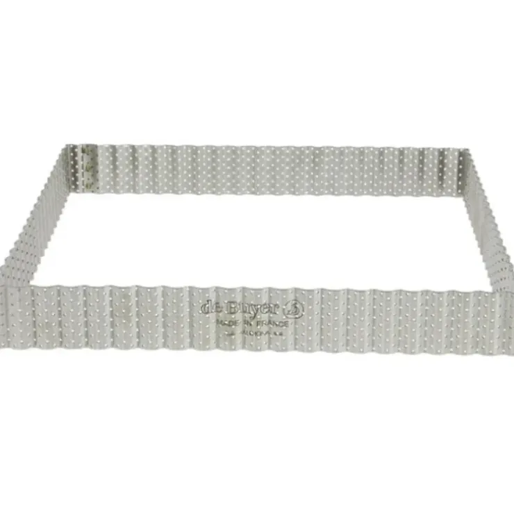 Cerf Dellier Cadre à tarte carré cannelé et perforé inox H 3 cm - 23 x 23 cm De Buyer Discount