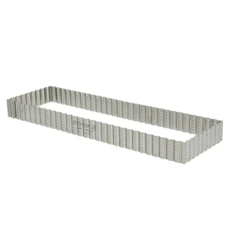Cerf Dellier Cadre à tarte rectangulaire cannelé et perforé inox H 3 cm - 35 x 10 cm De Buyer Clearance