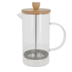 Cerf Dellier Cafetière à piston en verre couvercle bambou  - 1000 ml