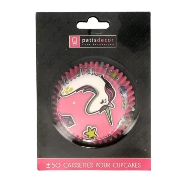 Cerf Dellier Caissettes cupcakes "Licorne rose" (x50) New