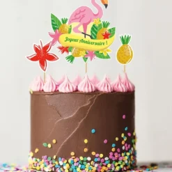 Cerf Dellier Cake topper assortis "Joyeux anniversaire" thème Tropical Clearance