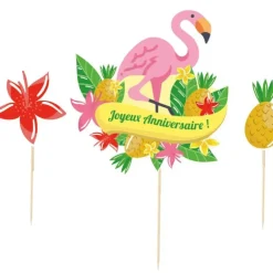 Cerf Dellier Cake topper assortis "Joyeux anniversaire" thème Tropical Clearance