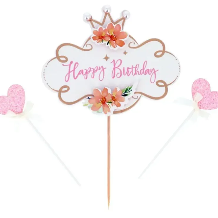 Cerf Dellier Cake topper assortis "Happy Birthday" thème vintage Best