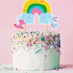 Cerf Dellier Cake topper assortis "Joyeux anniversaire" thème Arc-en-ciel Clearance