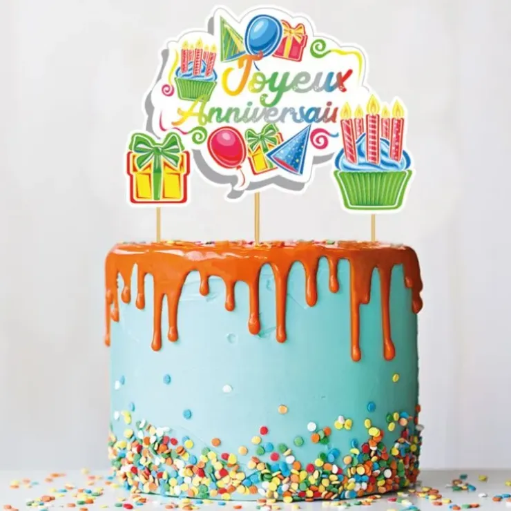Cerf Dellier Cake topper assortis "Joyeux anniversaire" thème anniversaire enfantin Outlet