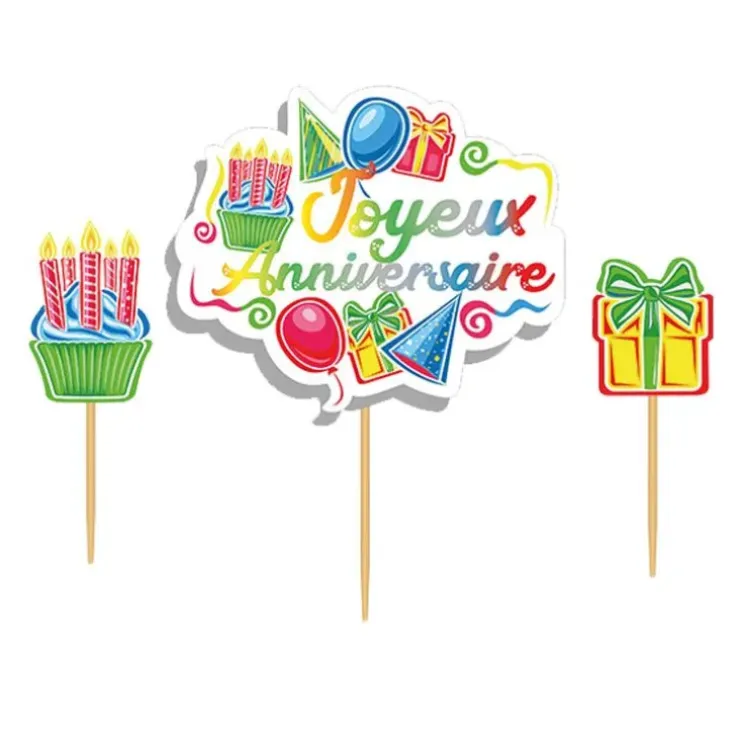 Cerf Dellier Cake topper assortis "Joyeux anniversaire" thème anniversaire enfantin Outlet