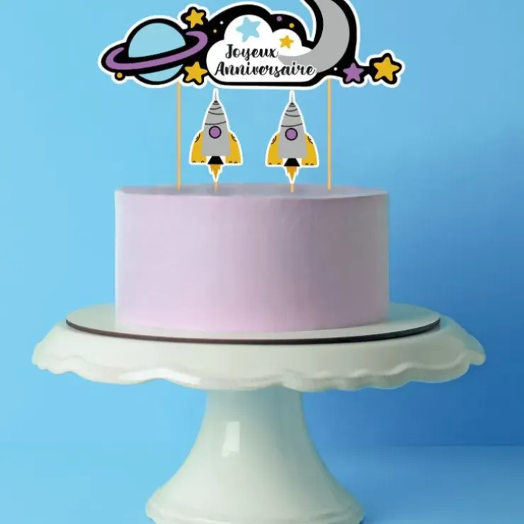 Cerf Dellier Cake topper assortis "Joyeux anniversaire" thème Galaxie Clearance