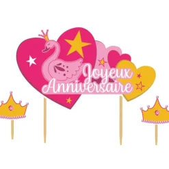 Cerf Dellier Cake topper assortis "Joyeux anniversaire" thème Princesse Outlet